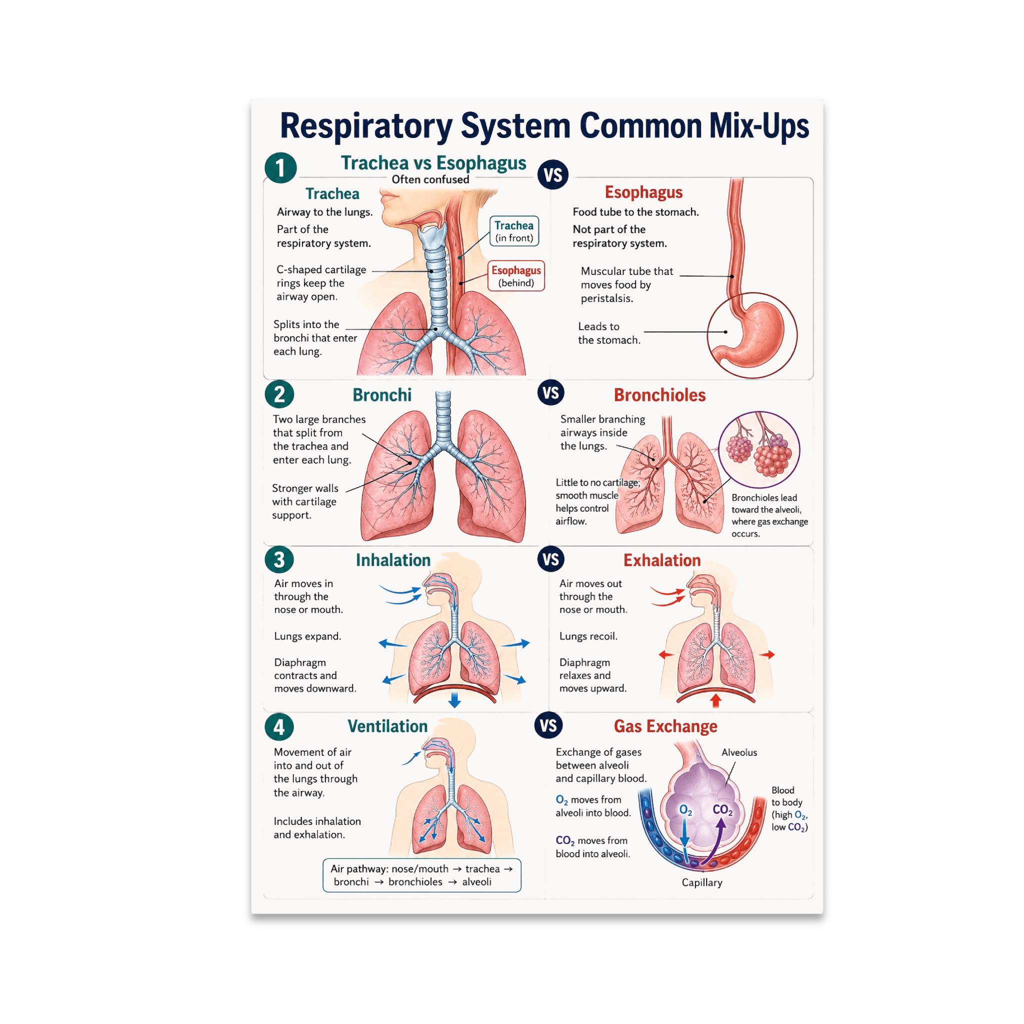 Repitoriary System Respiratory System Common Mix-Ups Poster, Biology Classrooms, Health ...