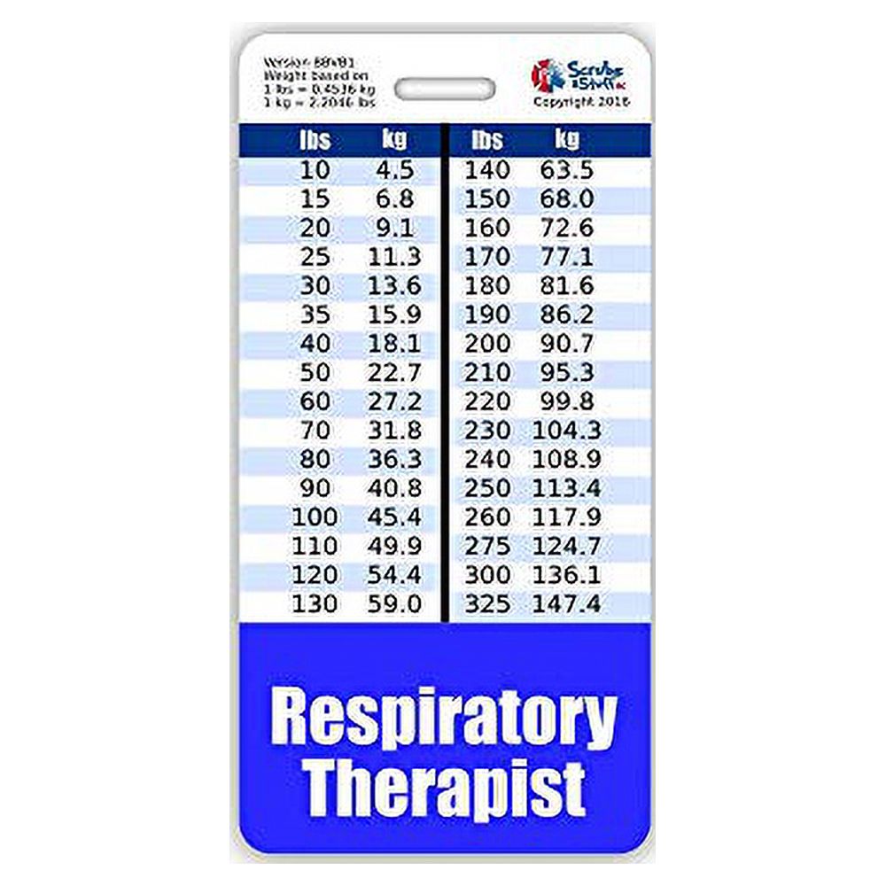 Respiratory Therapist Badge Vertical w/Height & Weight Conversion
