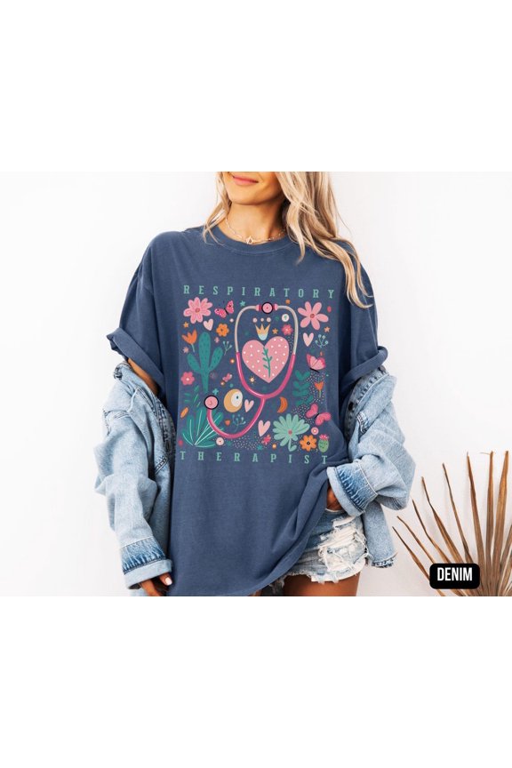 Respiratory Therapist Floral Retro Tech Version Two T-Shirt