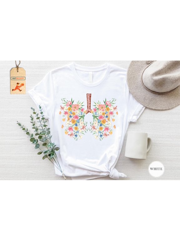 Respiratory Therapist Flower Lungs RT Respiratory Therapy Week Pulmonologist T-shirt