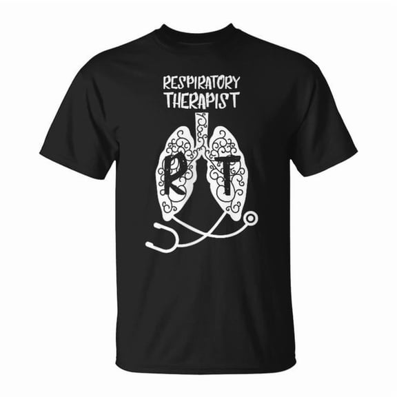 Respiratory Therapist RT Respiratory Physician Profession Graphic Cotton Tee Unisex Adult Casual Medical Worker T-Shirt, Size M, Color Black