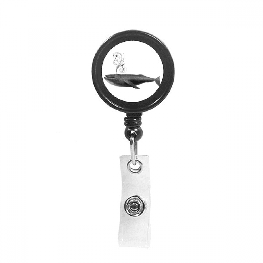 Respiratory Whale Waterjet Ribbon Retractable Keychain Badge Holder ID Badge
