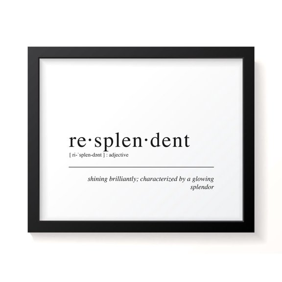 Resplendent Definition Wall Art Print, Glowing Splendor Typography Decor