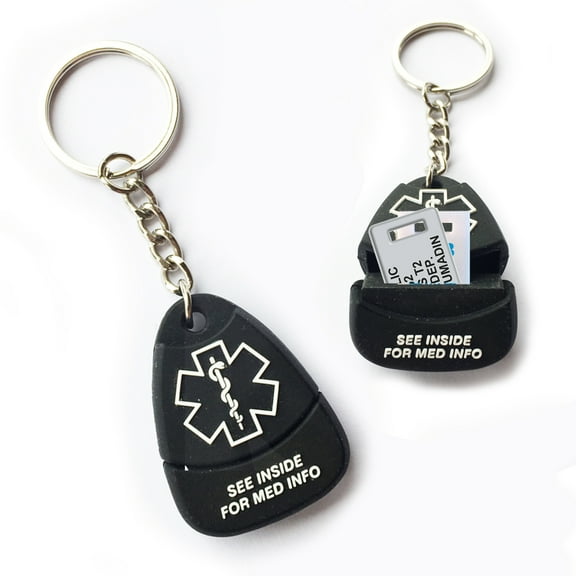 Responder USB PLUS Medical Alert ID Keychain. Hypoallergenic Silicone. 2GB USB Waterproof Flash Drive and 10 lines of Custom Engraving. Complimentary 12-Month Access PHR (Personal Health Record)