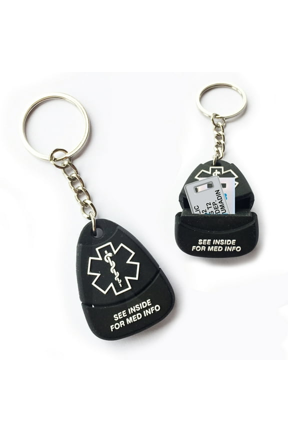 Responder USB PLUS Medical Alert ID Keychain. Hypoallergenic Silicone. 2GB USB Waterproof Flash Drive and 10 lines of Custom Engraving. Complimentary 12-Month Access PHR (Personal Health Record)