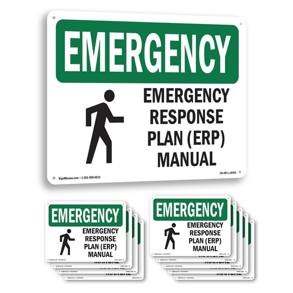 Response Plan (ERP) Manual With Symbol OSHA Emergency Aluminum Sign 24 Inch x 18 Inch - 10 Pack