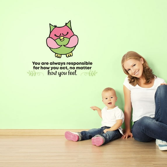 Responsible Cute Bird Life Quote Cartoon Quotes Decors Wall Sticker Art Design Decal for Girls Boys Kids Room Bedroom Nursery Kindergarten Home Decor Stickers Wall Art Vinyl Decoration (20x40 inch)