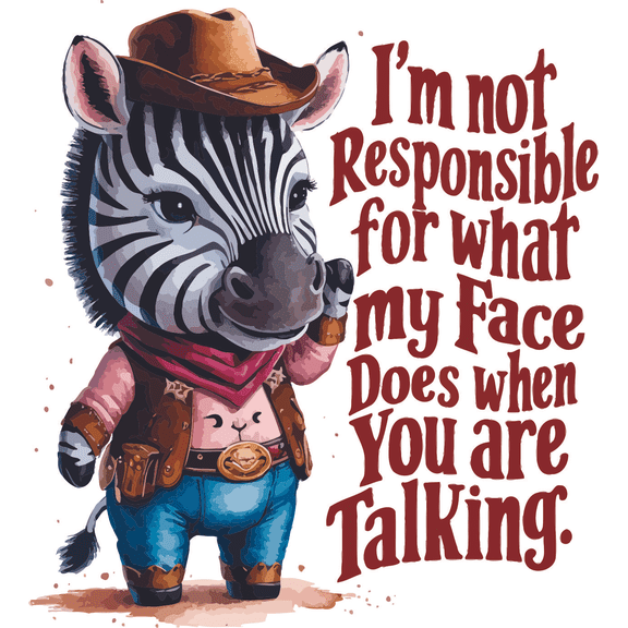 Not Responsible Zebra Bold Statement Quote for Dorm Office Quotes Funny Humor Saying Wall Art Sticker Designs Vinyl Stickers For Home House Walls Rooms Window Bedroom Decoration Size (28x28 inch)