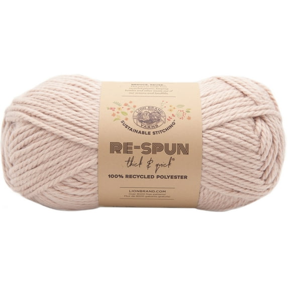 Lion Brand Yarn Re-Spun Thick & Quick Super Bulky #6 Recycled Polyester Sepia Rose Yarn, 223 yards