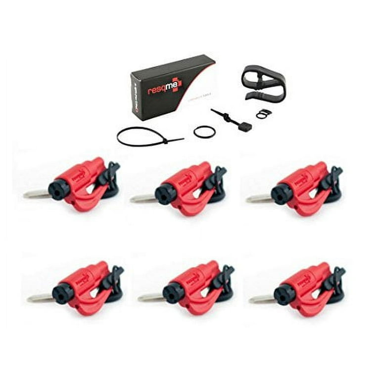 Resqme 6 Pack (RED) Resqme Car Escape Tool Plus One (1) FREE VISOR CLIP &  LANYARD ACCESSORY PACK, The Original Keychain Car Escape Tool Made In USA -  Window Glass Breaker 