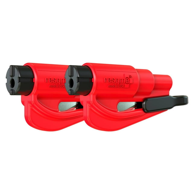 Resqme Pack of 2, The Original Emergency Keychain Car Escape Tool, 2-in-1 Seatbelt Cutter and Window Breaker, Reliable Compact Emergency Hammer, Red