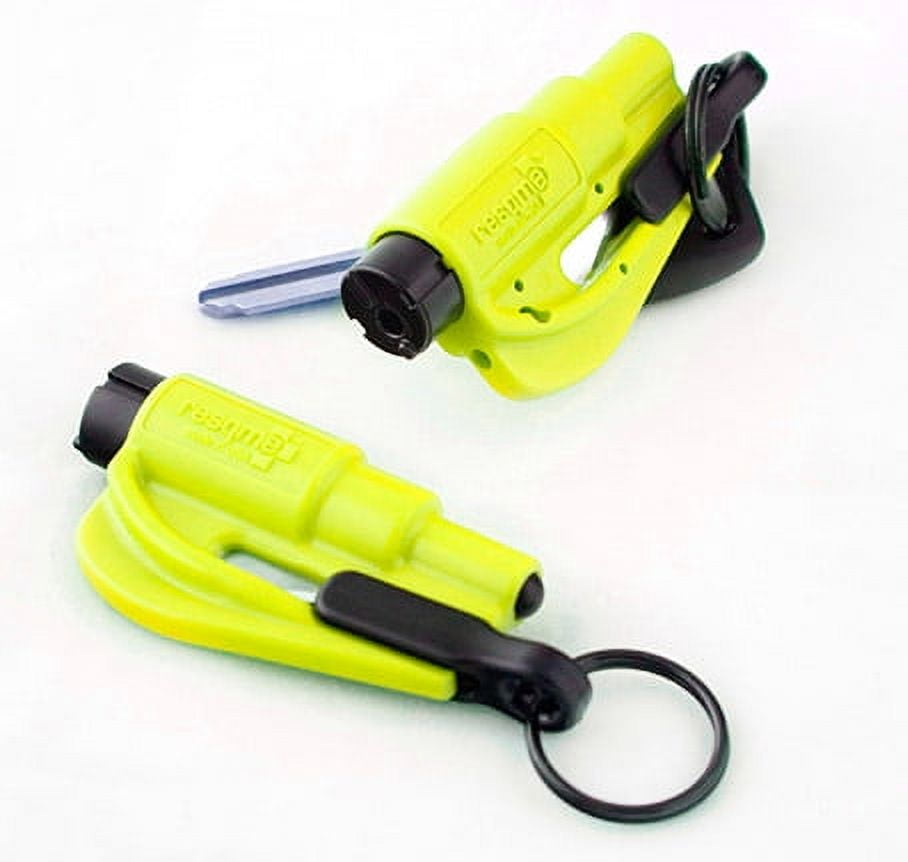 Resqme Pack of 2, The Original Emergency Keychain Car Escape Tool, 2-in-1 Seatbelt Cutter and Window Breaker, Safety Yellow