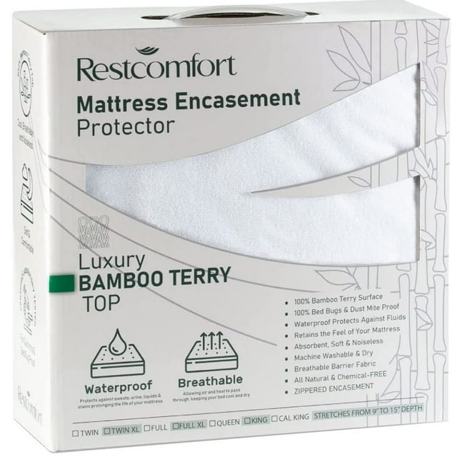 Rest Comfort Waterproof Zip Bamboo Terry Twin Mattress Encasement