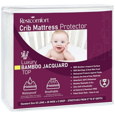 Rest Comfort Luxury Bamboo Jacquard Crib Protector Hypoallergenic Mattress Cover