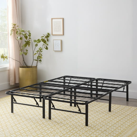 Rest Haven 14" Black Steel Platform Bed Frame, Queen