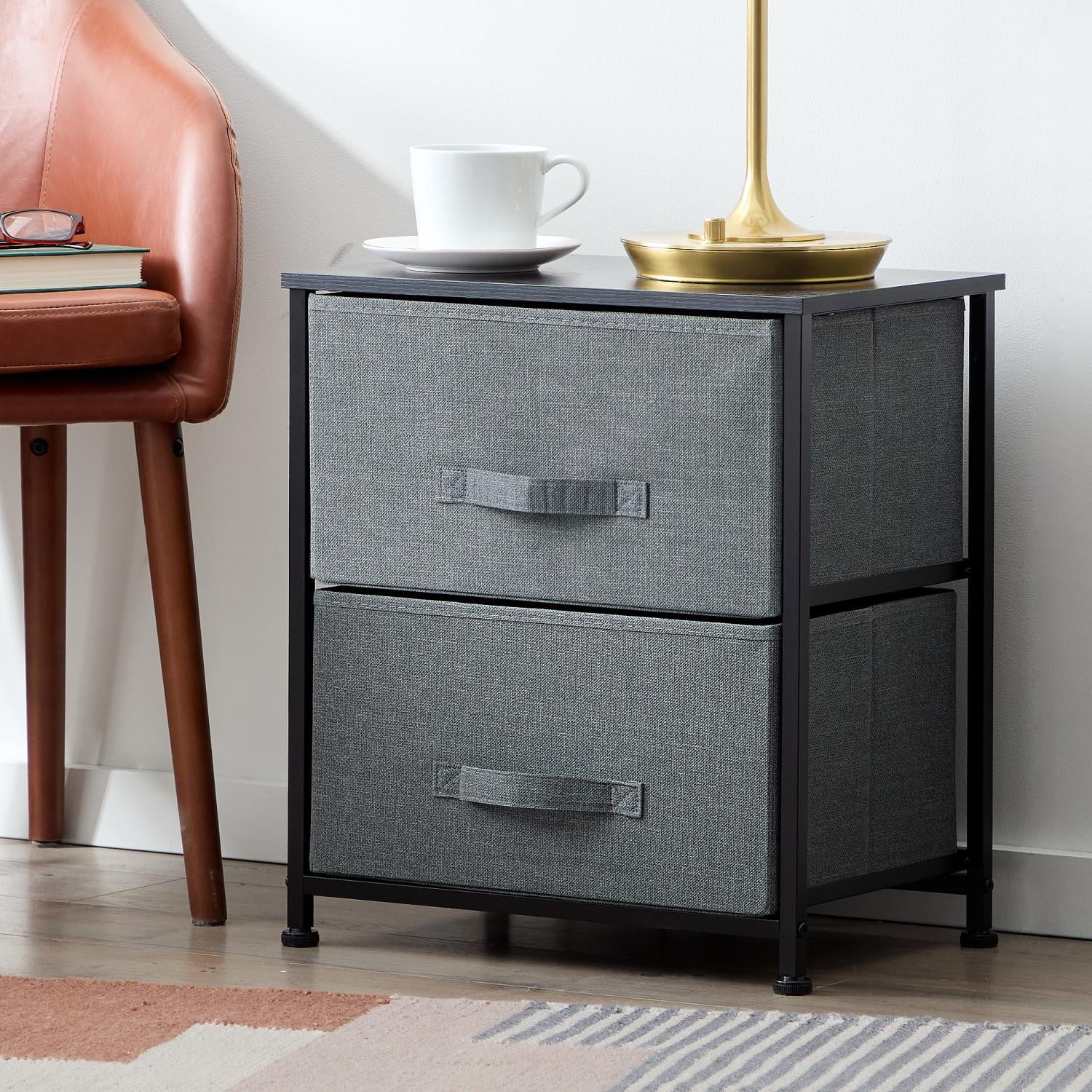 Rest Haven 2 Drawer Cube Storage Organizer, Black/Charcoal