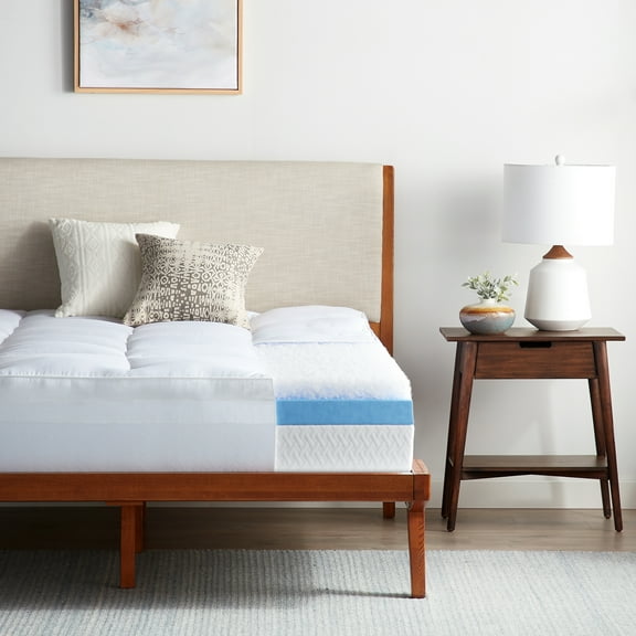Rest Haven 2-in-1 Dual 4" Down Alternative Plush and Gel Memory Foam Mattress Topper, Twin-XL