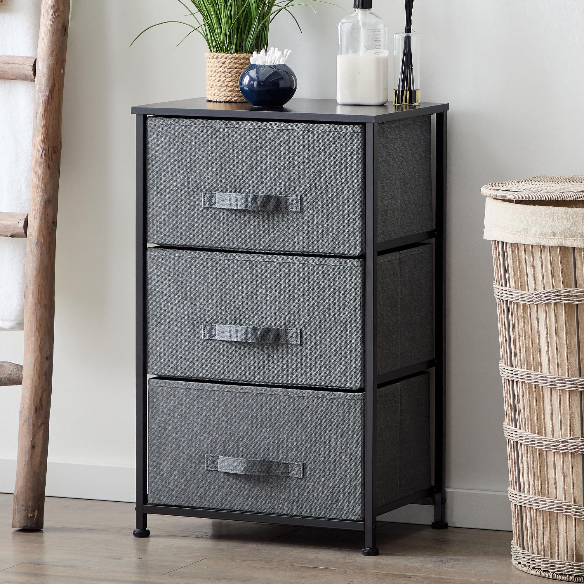 Rest Haven 3 Drawer Cube Storage Organizer, Black/Charcoal