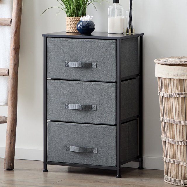 Rest Haven 3 Drawer Cube Storage Organizer, Black/Charcoal