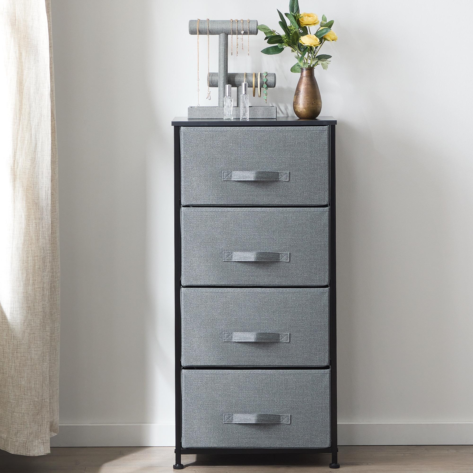 Rest Haven 4 Drawer Cube Storage Organizer, Black/Charcoal