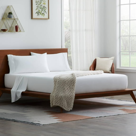 Rest Haven 600 Thread Count Crisp and Comfortable Cotton Sheet Set - Split King, White