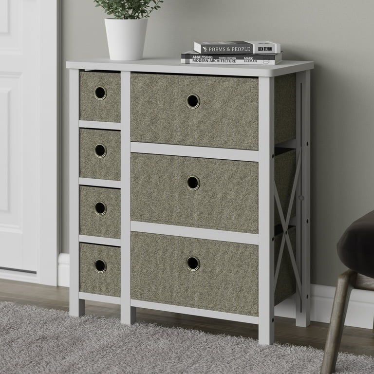 Rest Haven 7 Drawer Cube Storage Organizer, White and Oat 