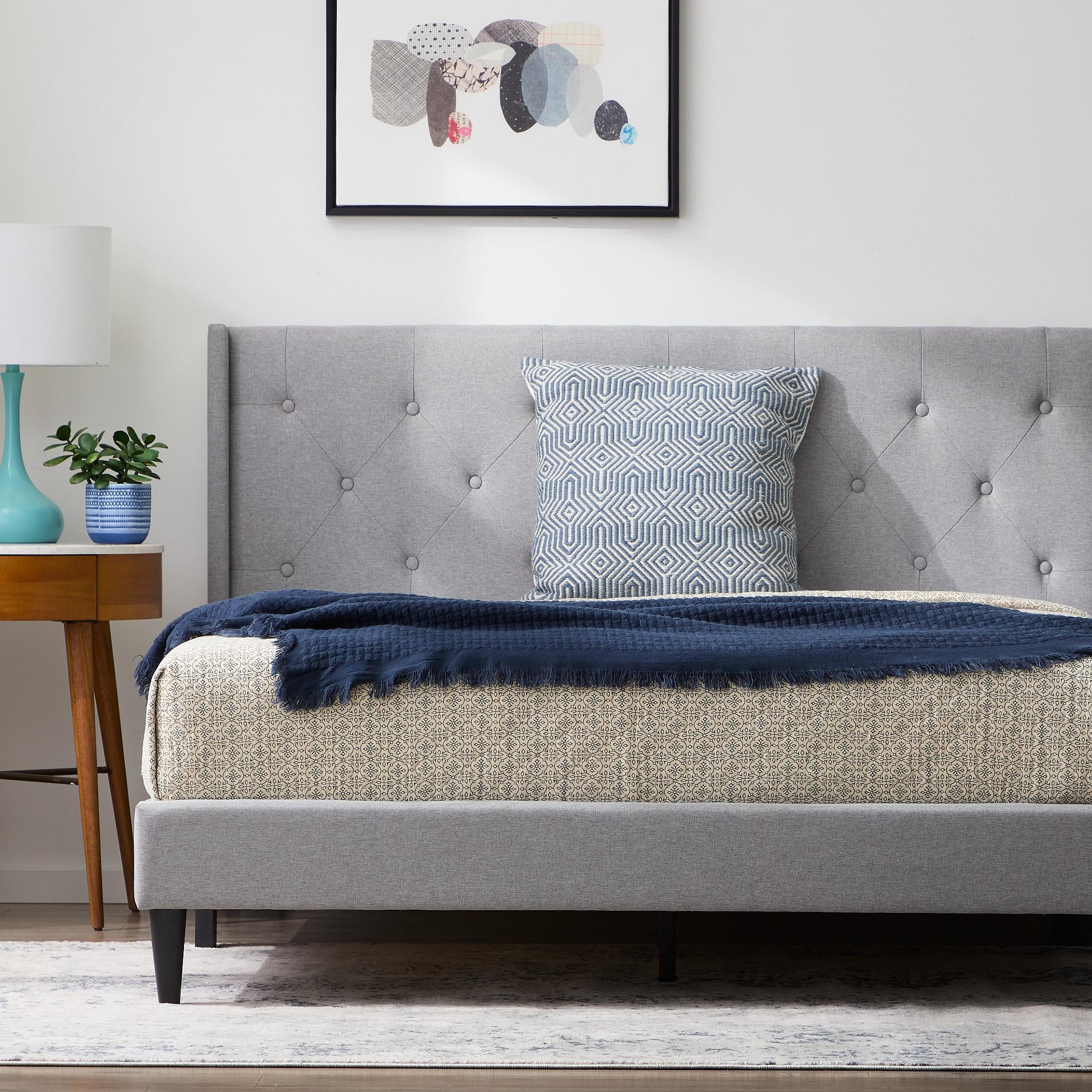 Rest Haven Astoria Wingback Tufted Upholstered Bed, Full, Gray
