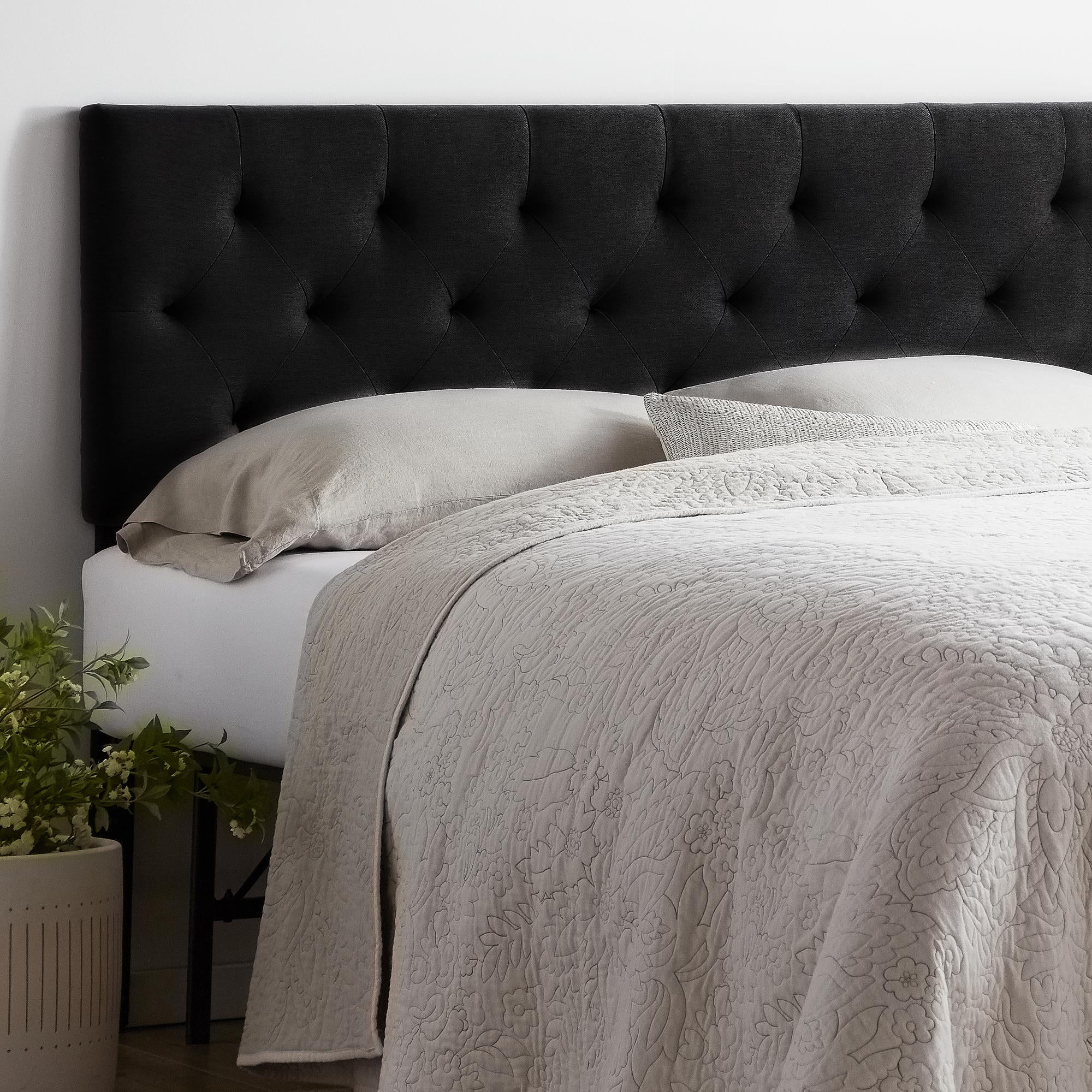 Rest Haven Eugene Diamond Tufted Upholstered Headboard, King/California King, Black