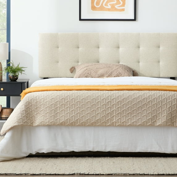 Rest Haven Eugene Square Tufted Upholstered Headboard, King/Cal King, Cream
