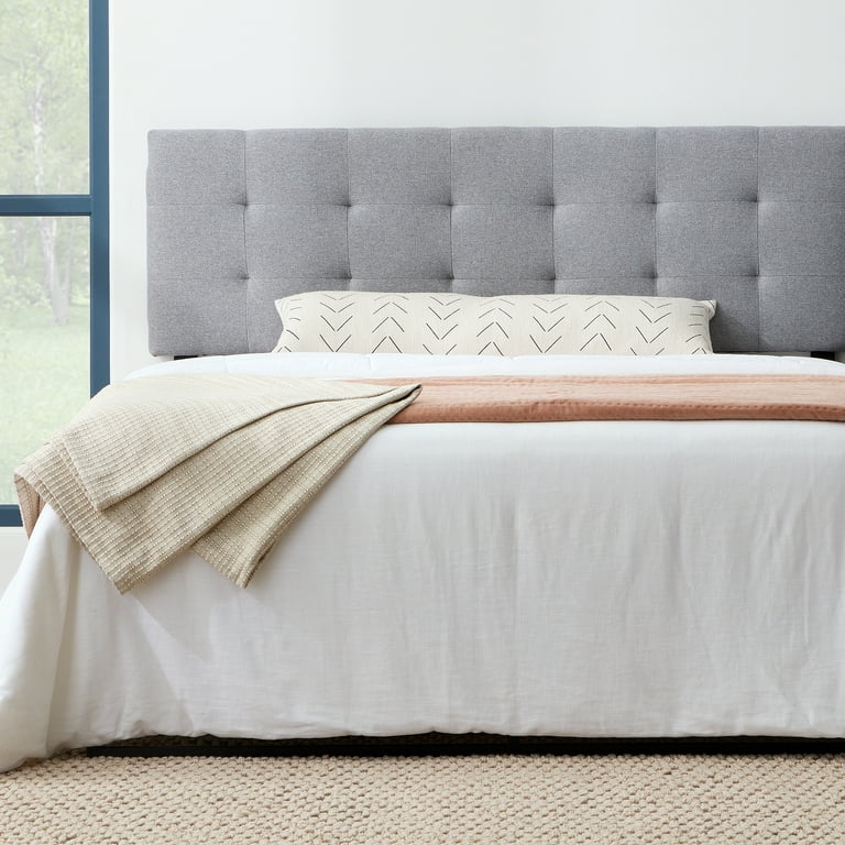 Rest Haven Eugene Square Tufted Upholstered Headboard Queen Gray