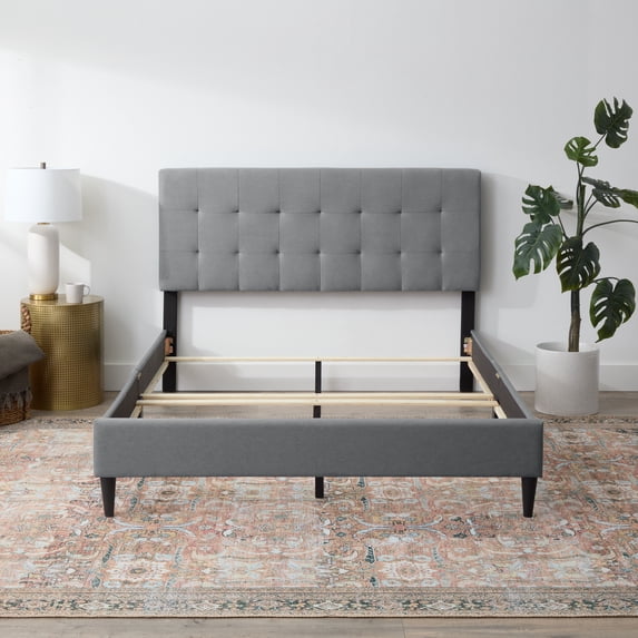 Rest Haven Gresham Tufted Upholstered Bed, King, Gray (Box Spring Required)