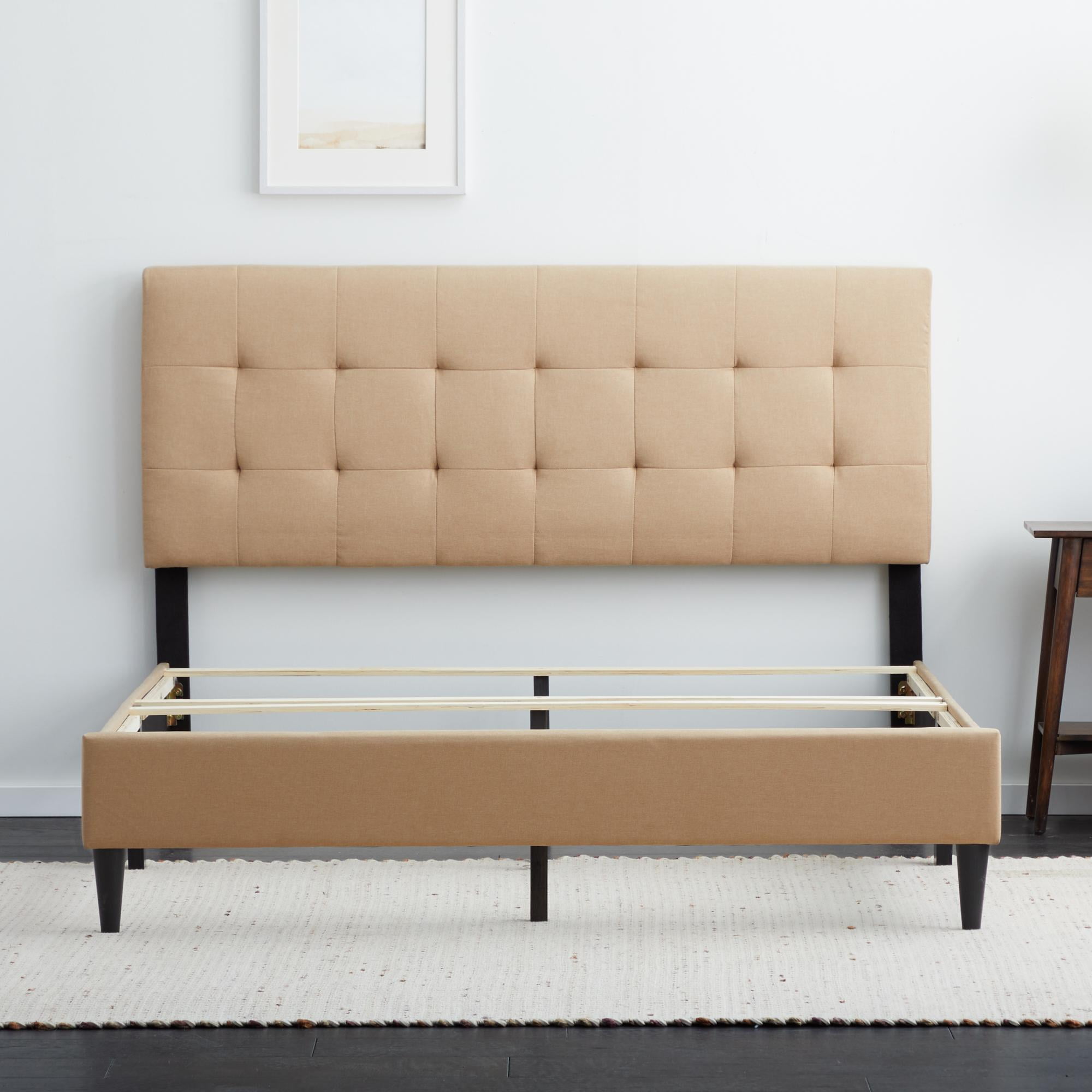 Rest Haven Gresham Tufted Upholstered Bed, Queen, Beige (Box Spring Required)