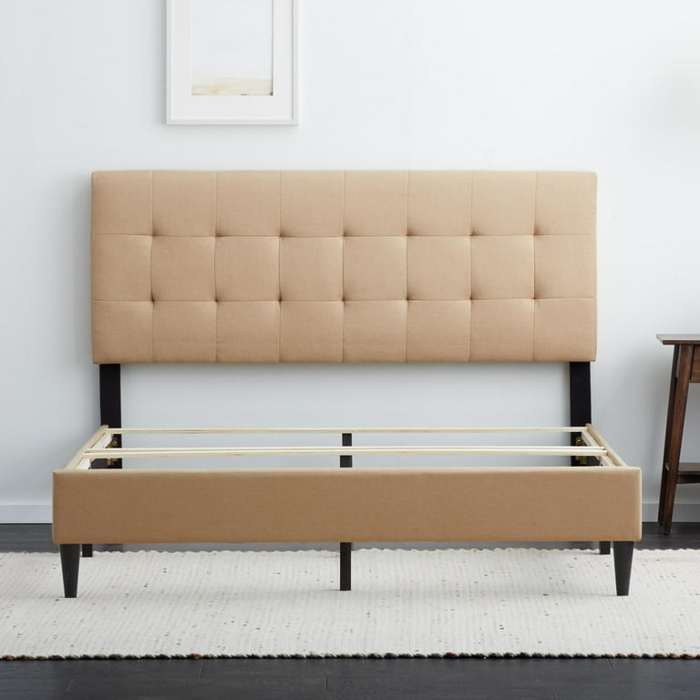 Rest Haven Gresham Tufted Upholstered Bed, Queen, Beige (Box