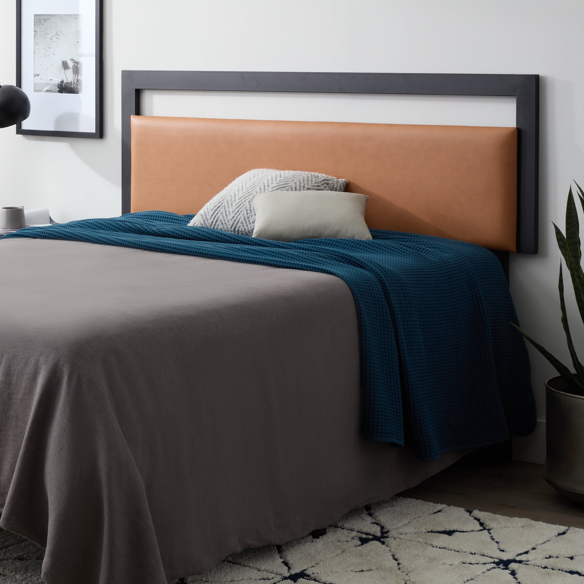 Rest Haven Hampton Open Top Upholstered Headboard, King, Faux Camel