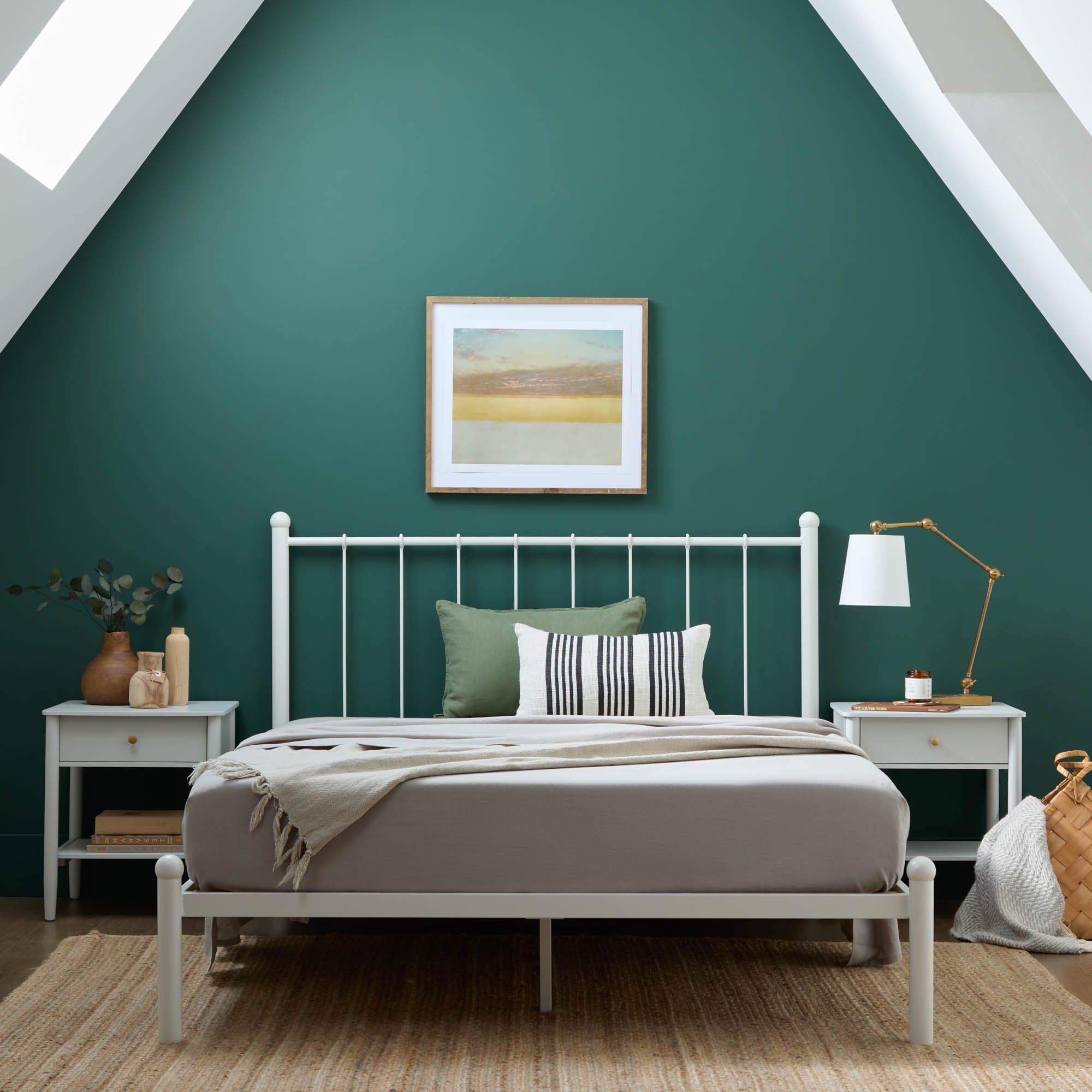 Rest Haven Lancaster Metal Twin Platform Bed, White