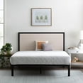 thumbnail image 1 of Rest Haven Metal Platform Bed Frame with Upholstered Headboard, Queen, Oat, 1 of 8