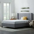 Rest Haven Odessa Tufted Upholstered Wingback Platform Bed, Queen, Gray