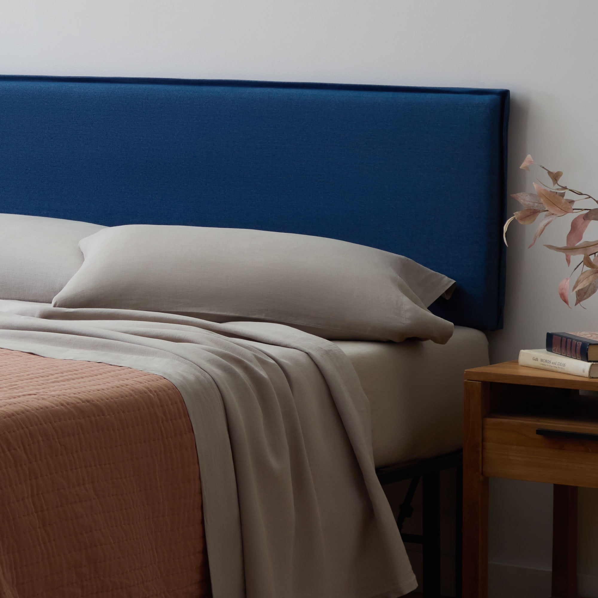 Rest Haven Savannah Pillow Upholstered Headboard, King, Navy
