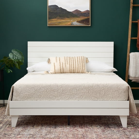Rest Haven Shadowood Shiplap Platform Bed, Full, White