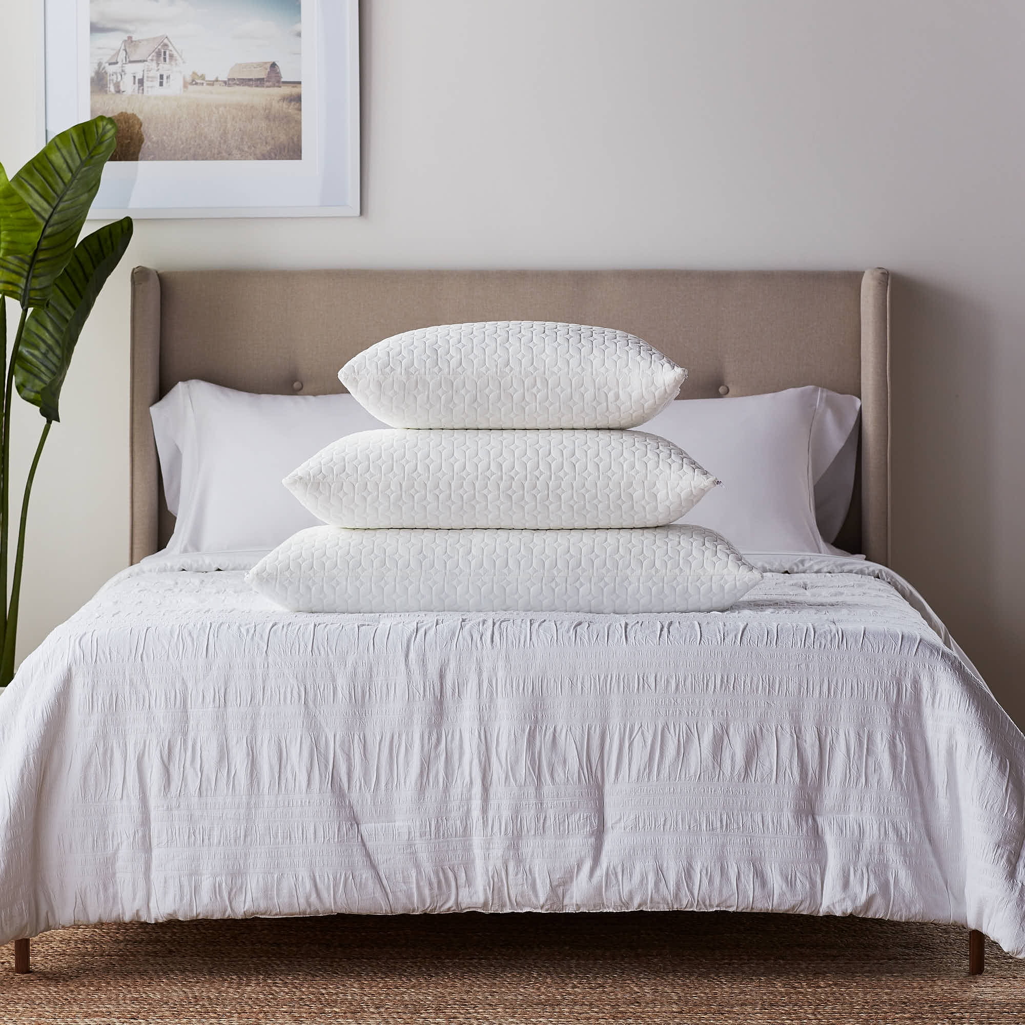Rest Haven Ultra Plush Bed Pillow with Shredded Foam and Customizable Loft, Queen, 2 Pack