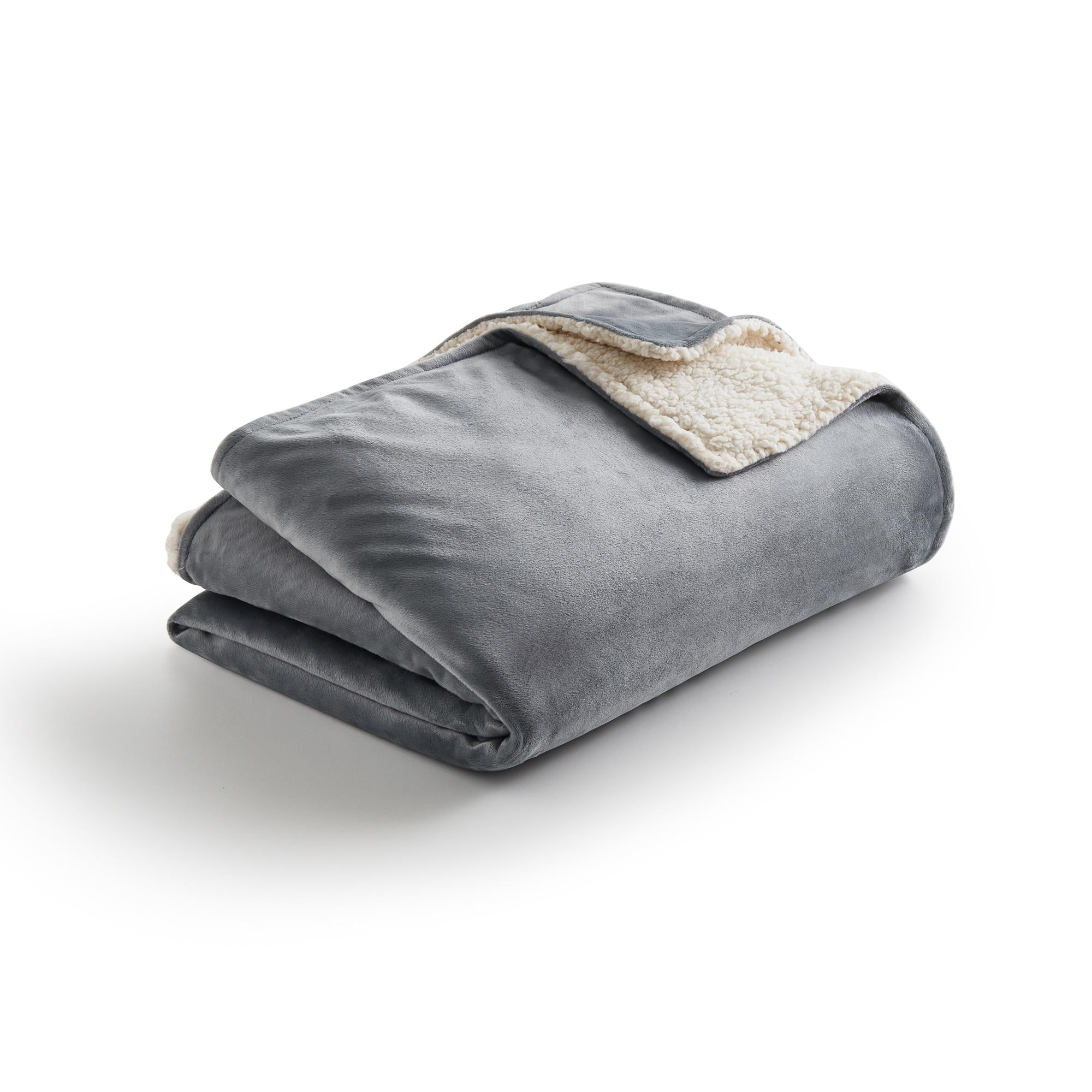 Rest Haven Weighted Blanket Cover, Queen Size (60" x 80"), Stone/Ivory Sherpa