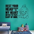 thumbnail image 1 of Rest Your Head Close To My Heart Never To Part Baby Of Mine Cute Baby Dumbo Silhouette Quote Wall Decal Wall Art Kids Room Bedroom Nursery Boys Girls Room Vinyl Wall Art Wall Sticker Size (40x40 inch), 1 of 3