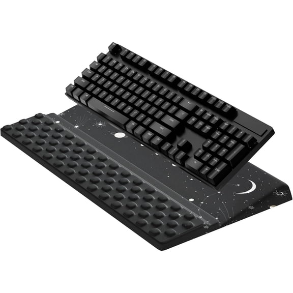 Rest with Keyboard Stand, Computer Wrist Support Pad,Ergonomic Tilted Keyboard Holder, Soft Memory Foam Desk Cushion, Palm Hand Typing for Office Home School (Starry Sky)