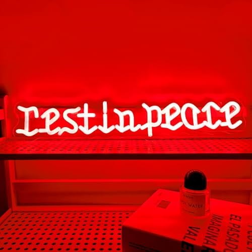 Rest in Peace Red Neon Sign Unique Gothic Halloween Decor Edgy Room Accent Light USB Powered with Dimmer for Bedroom Home Game Room Holiday Party Wall Decor$$Tools & Hardware Other
