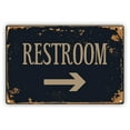 thumbnail image 1 of Rest Room With RIGHT Side Arrow Vintage Alert Aluminum Metal Sign 8x12, 1 of 1