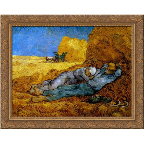 Rest Work (after Millet) 24x20 Gold Ornate Wood Framed Canvas Art by Vincent van Gogh