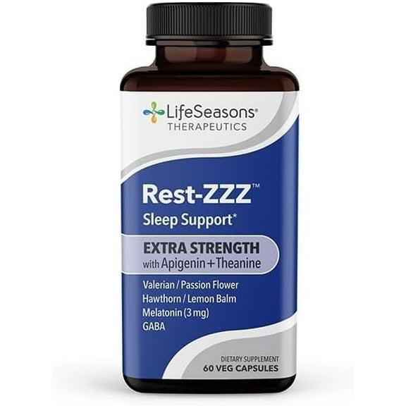 Rest-ZZZ Extra Strength - Sleep Support Supplement - Fall Asleep & Stay Asleep - Calms Nervous System - Naturally Ease Muscle Tension & Restlessness - 60 Capsules