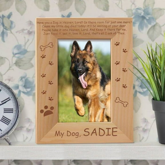 Rest in Peace My Dog Personalized Wooden Picture Frame 4" x 6" Brown (Vertical)