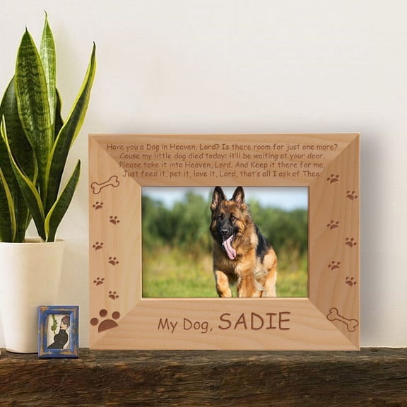 Rest in Peace My Dog Personalized Wooden Picture Frame-5" x 3 1/2" Brown Horizontal