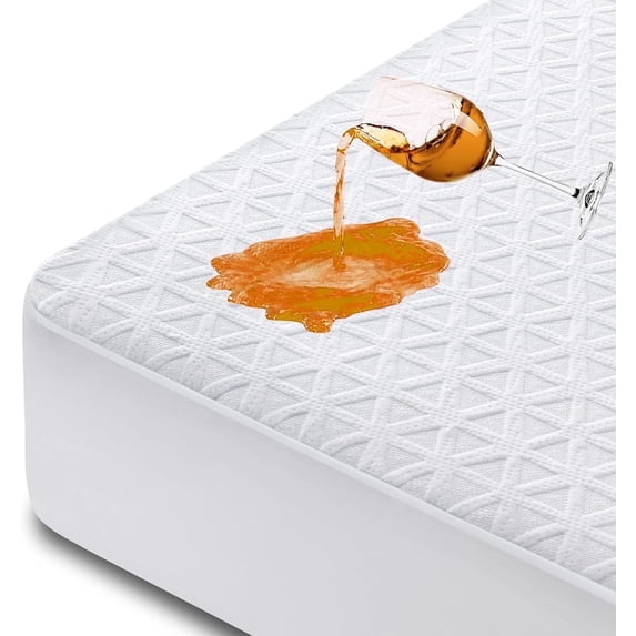 RestGuard Waterproof Mattress Protector Queen, Cooling Bamboo Mattress Cover, 3D Air Fabric Soft Breathable Mattress Pad Bed Cover Noiseless Washable, Fitted 8"-21" Deep Pocket